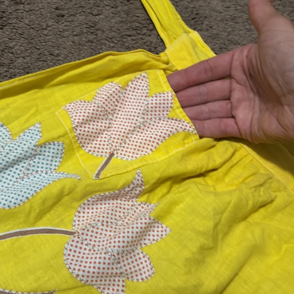 Vintage Apron-Bright Yellow Floral with Mini Polka Dot Print-EUC - Picture 10 of 12